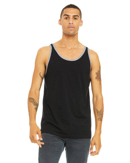 Bella+Canvas Unisex Jersey Tank 3480 | Black/ Ath Hthr - Front