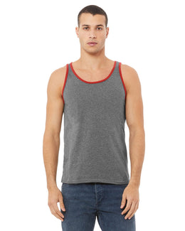 Bella+Canvas Unisex Jersey Tank 3480 | Deep Hthr/ Red - Front