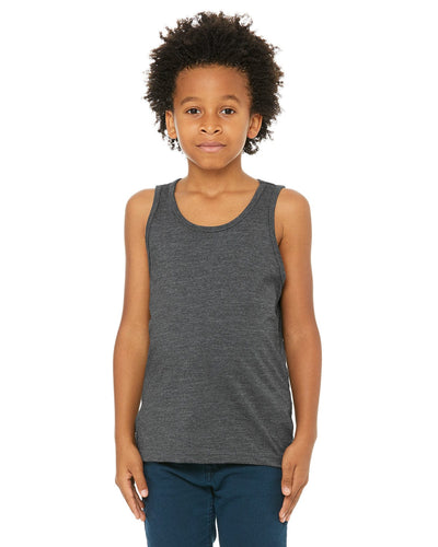 Bella+Canvas Youth Jersey Tank 3480Y | Dark Gry Heather - Front