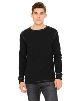 Bella+Canvas Long Sleeve Thermal T-Shirt 3500 | Black/ Grey - Front