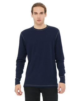 Bella+Canvas Long Sleeve Thermal T-Shirt 3500 | Navy/ Grey - Front