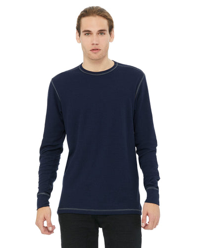 Bella+Canvas Long Sleeve Thermal T-Shirt 3500 | Navy/ Grey - Front