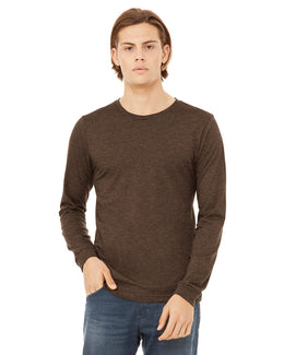 Bella+Canvas Long Sleeve Jersey T-Shirt 3501 | Heather Brown - Front