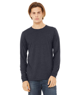 Bella+Canvas Long Sleeve Jersey T-Shirt 3501 | Heather Navy - Front