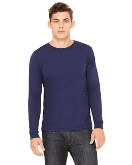 Bella+Canvas Long Sleeve Jersey T-Shirt 3501 | Navy Triblend - Front