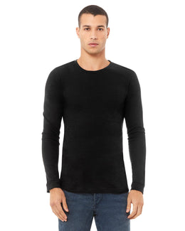 Bella+Canvas Long Sleeve Jersey T-Shirt 3501 | Solid Black Slub - Front