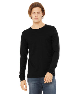 Bella+Canvas Long Sleeve Jersey T-Shirt 3501 | Black Heather - Front
