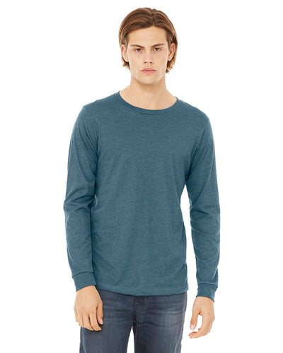 Bella+Canvas Long Sleeve Jersey T-Shirt 3501 | Hthr Deep Teal - Front