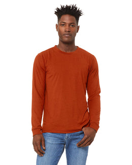 Bella+Canvas Long Sleeve Jersey T-Shirt 3501 | Brick Triblend - Front
