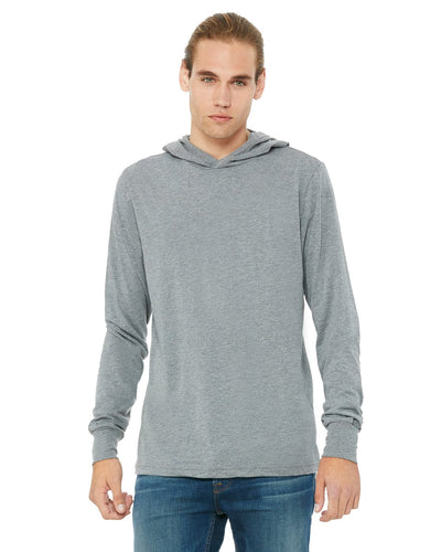 Bella+Canvas Unisex Long Sleeve Hoodie 3512 | Grey Triblend - Front