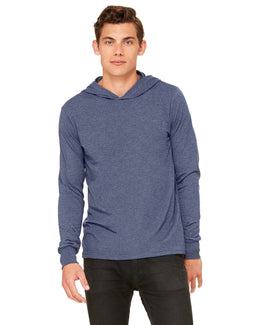 Bella+Canvas Unisex Long Sleeve Hoodie 3512 | Heather Navy - Front