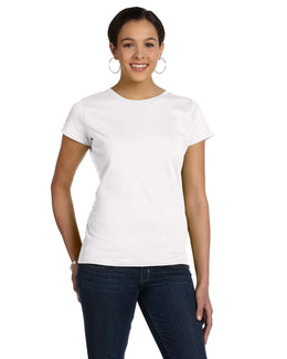 LAT Ladies Fine Jersey Longer Length T-Shirt 3516 | White - Front