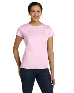 LAT Ladies Fine Jersey Longer Length T-Shirt 3516 | Pink - Front
