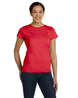 LAT Ladies Fine Jersey Longer Length T-Shirt 3516 | Red - Front