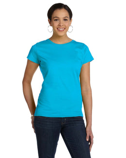 LAT Ladies Fine Jersey Longer Length T-Shirt 3516 | Aqua - Front