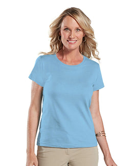 LAT Ladies Fine Jersey Longer Length T-Shirt 3516 | Light Blue - Front