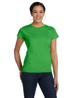 LAT Ladies Fine Jersey Longer Length T-Shirt 3516 | Apple - Front