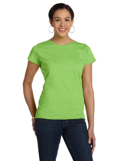 LAT Ladies Fine Jersey Longer Length T-Shirt 3516 | Key Lime - Front