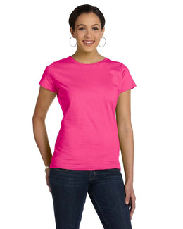LAT Ladies Fine Jersey Longer Length T-Shirt 3516 | Hot Pink - Front