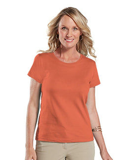 LAT Ladies Fine Jersey Longer Length T-Shirt 3516 | Papaya - Front