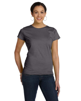 LAT Ladies Fine Jersey Longer Length T-Shirt 3516 | Charcoal - Front