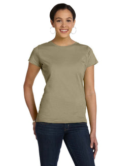 LAT Ladies Fine Jersey Longer Length T-Shirt 3516 | Coyote Brown - Front