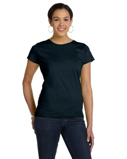 LAT Ladies Fine Jersey Longer Length T-Shirt 3516 | Black - Front
