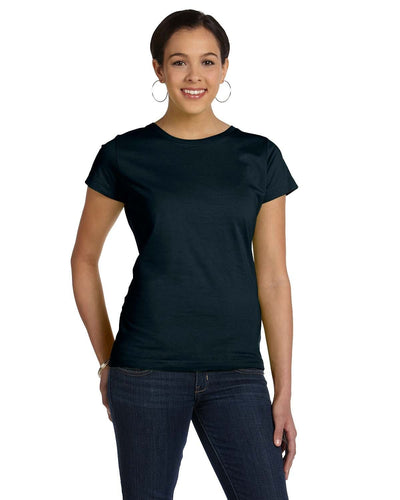 LAT Ladies Fine Jersey Longer Length T-Shirt 3516 | Black - Front