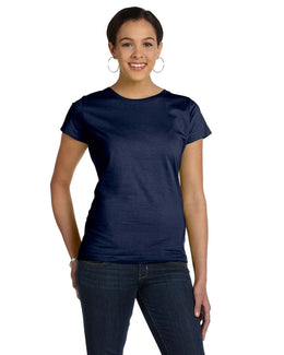 LAT Ladies Fine Jersey Longer Length T-Shirt 3516 | Navy - Front