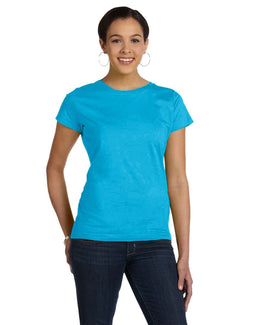 LAT Ladies Fine Jersey Longer Length T-Shirt 3516 | Turquoise - Front