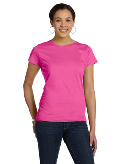 LAT Ladies Fine Jersey Longer Length T-Shirt 3516 | Raspberry - Front