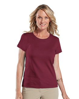 LAT Ladies Fine Jersey Longer Length T-Shirt 3516 | Maroon - Front