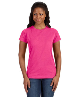 LAT Ladies Fine Jersey Longer Length T-Shirt 3516 | Vintage Hot Pink - Front