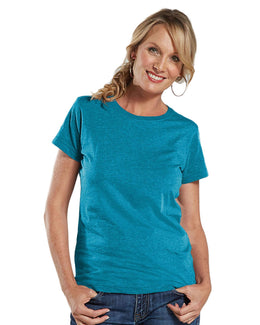 LAT Ladies Fine Jersey Longer Length T-Shirt 3516 | Vintage Turq - Front