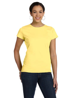 LAT Ladies Fine Jersey Longer Length T-Shirt 3516 | Butter - Front