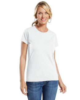 LAT Ladies Fine Jersey Longer Length T-Shirt 3516 | Blended White - Front