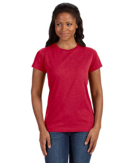 LAT Ladies Fine Jersey Longer Length T-Shirt 3516 | Vintage Red - Front