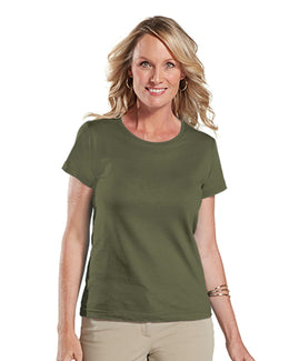 LAT Ladies Fine Jersey Longer Length T-Shirt 3516 | Military Green - Front
