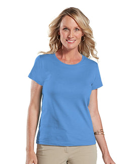 LAT Ladies Fine Jersey Longer Length T-Shirt 3516 | Carolina Blue - Front