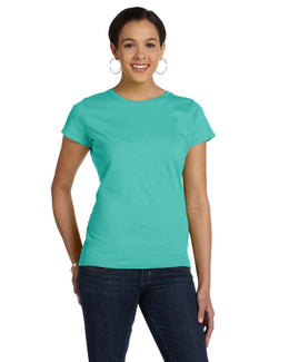 LAT Ladies Fine Jersey Longer Length T-Shirt 3516 | Caribbean - Front