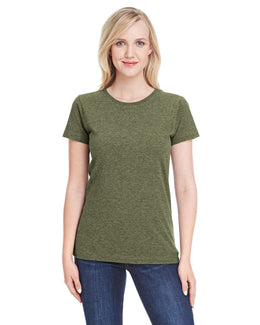 LAT Ladies Fine Jersey Longer Length T-Shirt 3516 | Vnt Military Grn - Front