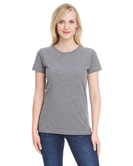 LAT Ladies Fine Jersey Longer Length T-Shirt 3516 | Granite Heather - Front