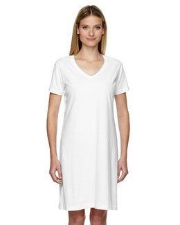 LAT Ladies Fine Jersey Crossover V-Neck Coverup 3522 | White - Front