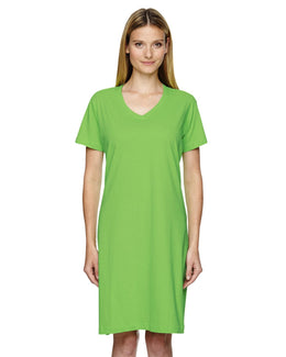 LAT Ladies Fine Jersey Crossover V-Neck Coverup 3522 | Key Lime - Front