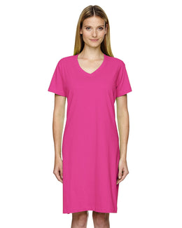 LAT Ladies Fine Jersey Crossover V-Neck Coverup 3522 | Hot Pink - Front