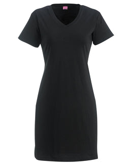 LAT Ladies Fine Jersey Crossover V-Neck Coverup 3522 | Black - Front
