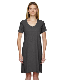 LAT Ladies Fine Jersey Crossover V-Neck Coverup 3522 | Vintage Smoke - Front
