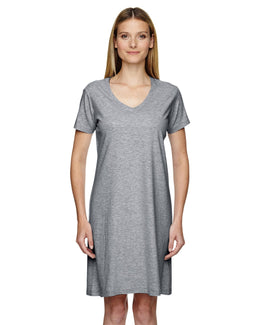 LAT Ladies Fine Jersey Crossover V-Neck Coverup 3522 | Granite Heather - Front