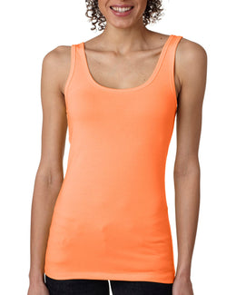 Next Level Ladies Jersey Tank Top 3533 | Neon Hthr Orang - Front