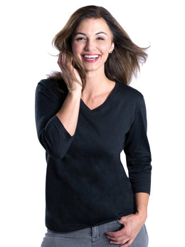LAT Ladies 3/4 Sleeve V-Neck Tee
